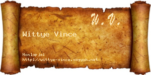Wittye Vince névjegykártya